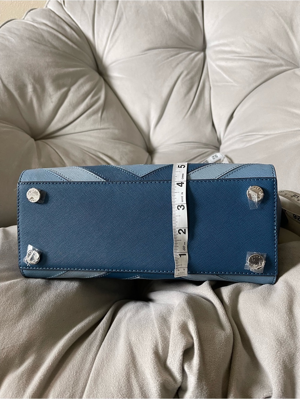 Michael Kors Two-Tone Blue Chevron Satchel - Picture 11 of 11